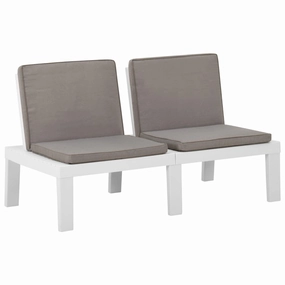 Patio Garden Bench Loveseat Outdoor 2-Seater Bench with Cushion Plastic