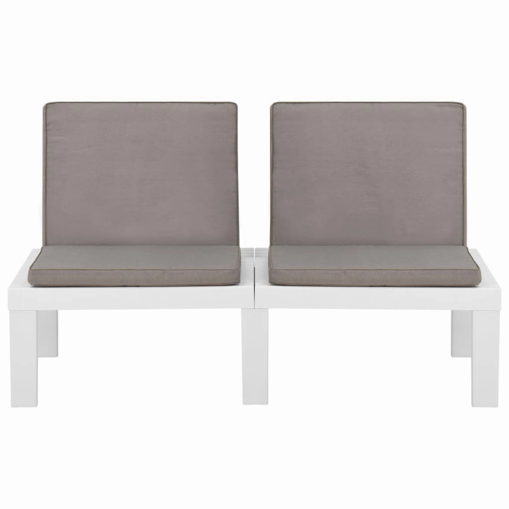Patio Garden Bench Loveseat Outdoor 2-Seater Bench with Cushion Plastic