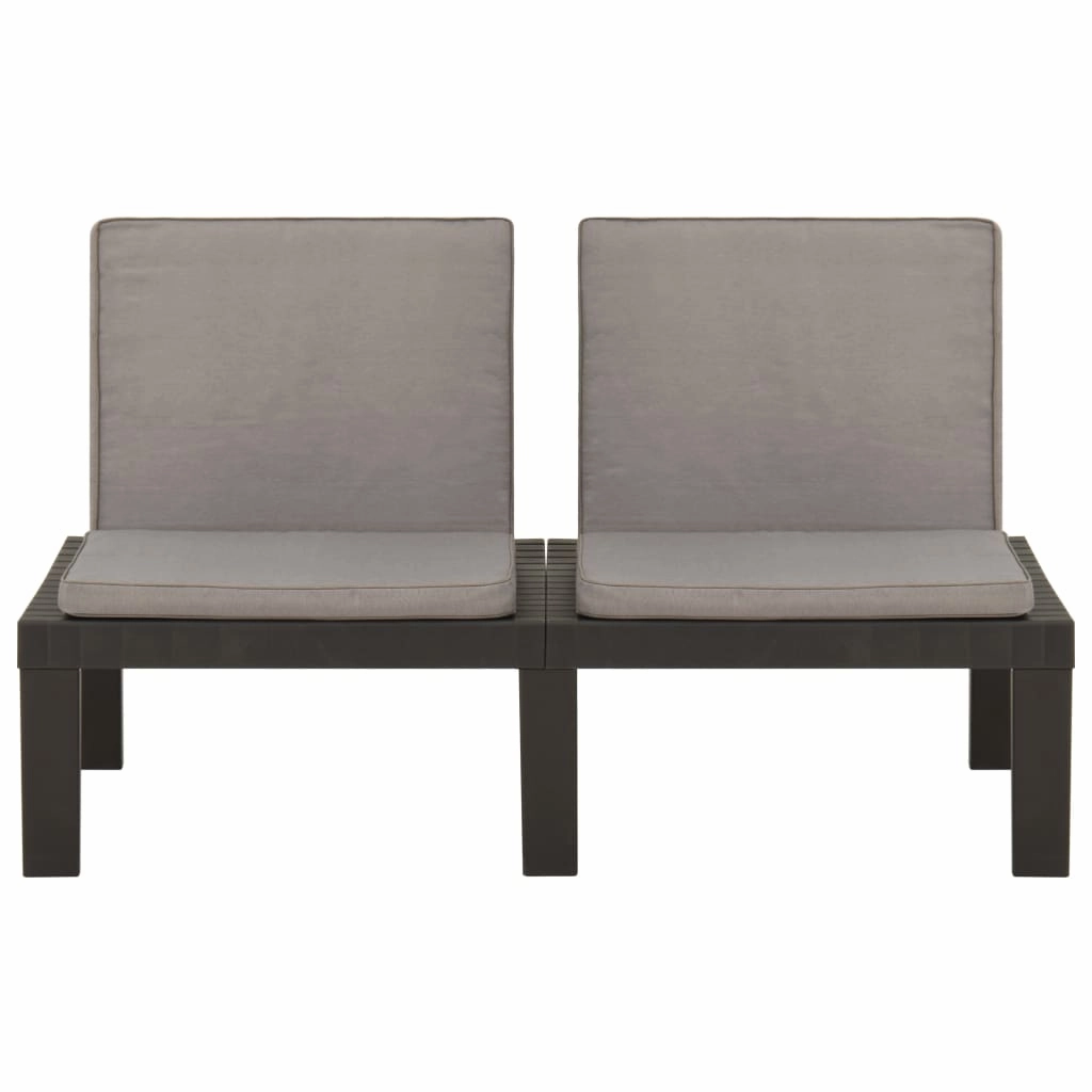 Patio Garden Bench Loveseat Outdoor 2-Seater Bench with Cushion Plastic