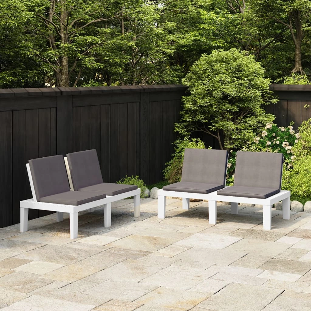 Patio Garden Bench Loveseat Outdoor 2-Seater Bench with Cushion Plastic