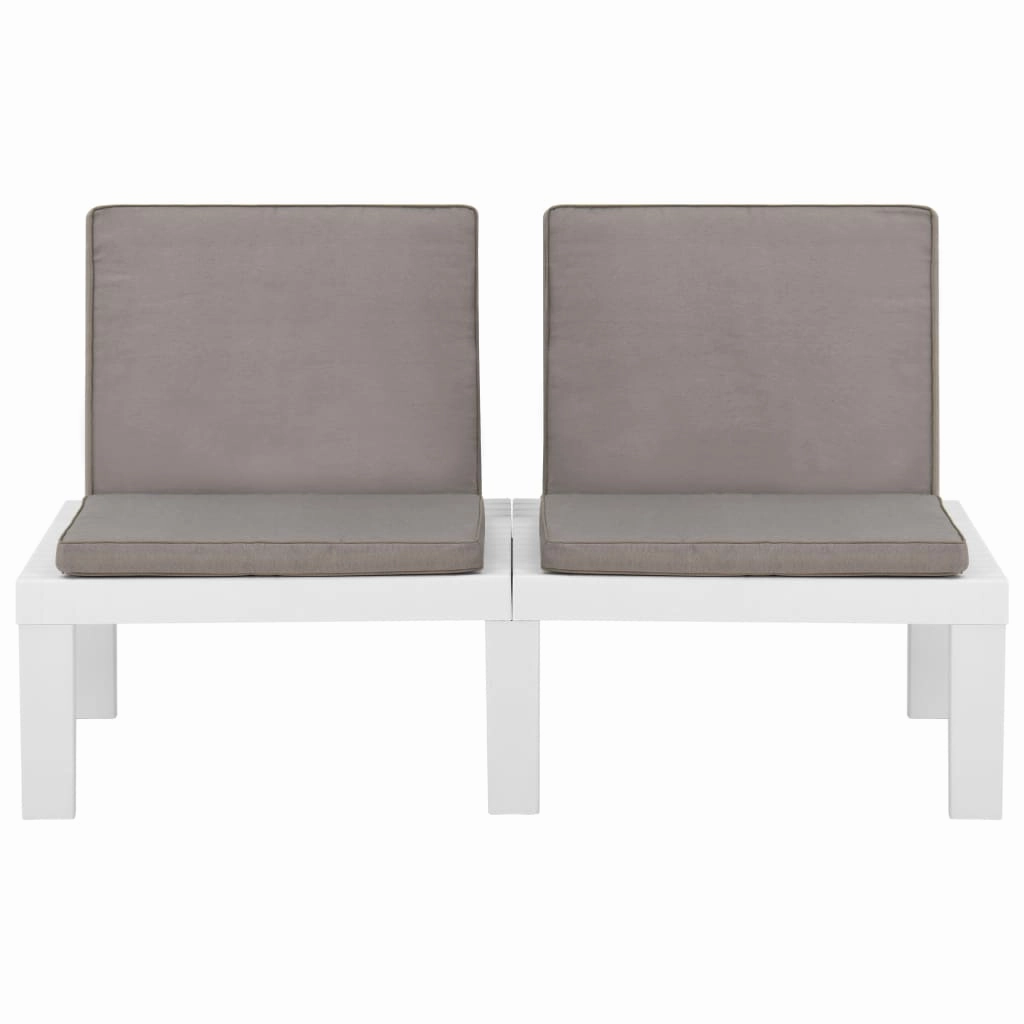 Patio Garden Bench Loveseat Outdoor 2-Seater Bench with Cushion Plastic