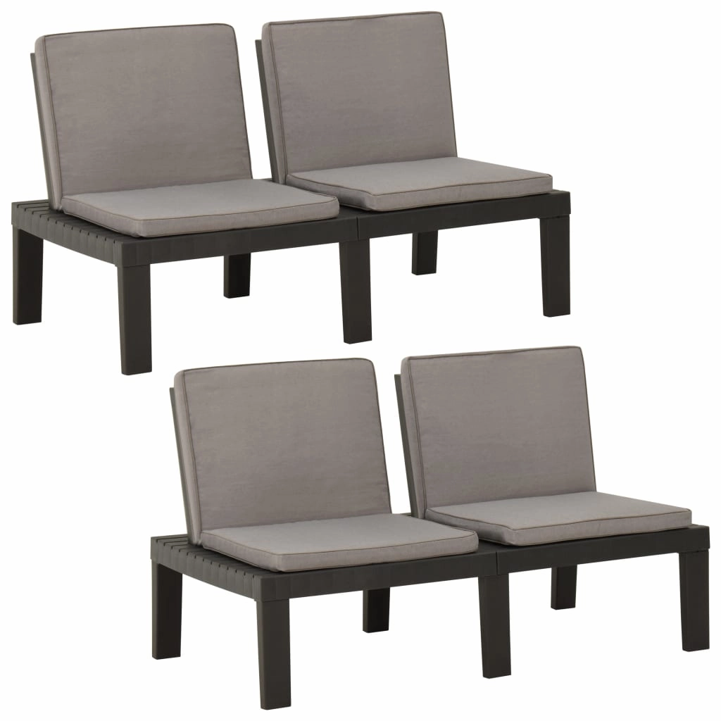 Patio Garden Bench Loveseat Outdoor 2-Seater Bench with Cushion Plastic