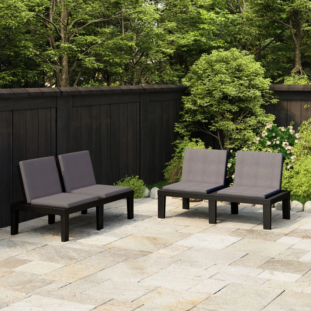 Patio Garden Bench Loveseat Outdoor 2-Seater Bench with Cushion Plastic