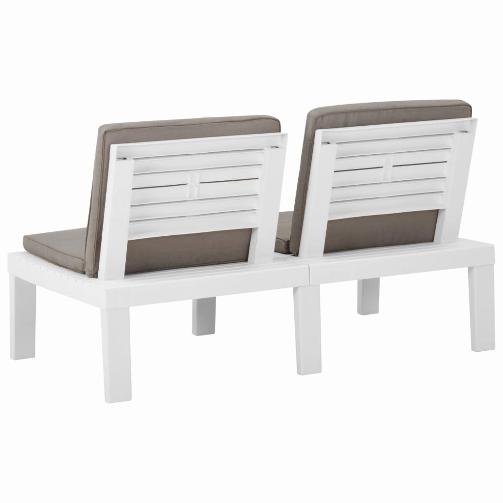 Patio Garden Bench Loveseat Outdoor 2-Seater Bench with Cushion Plastic