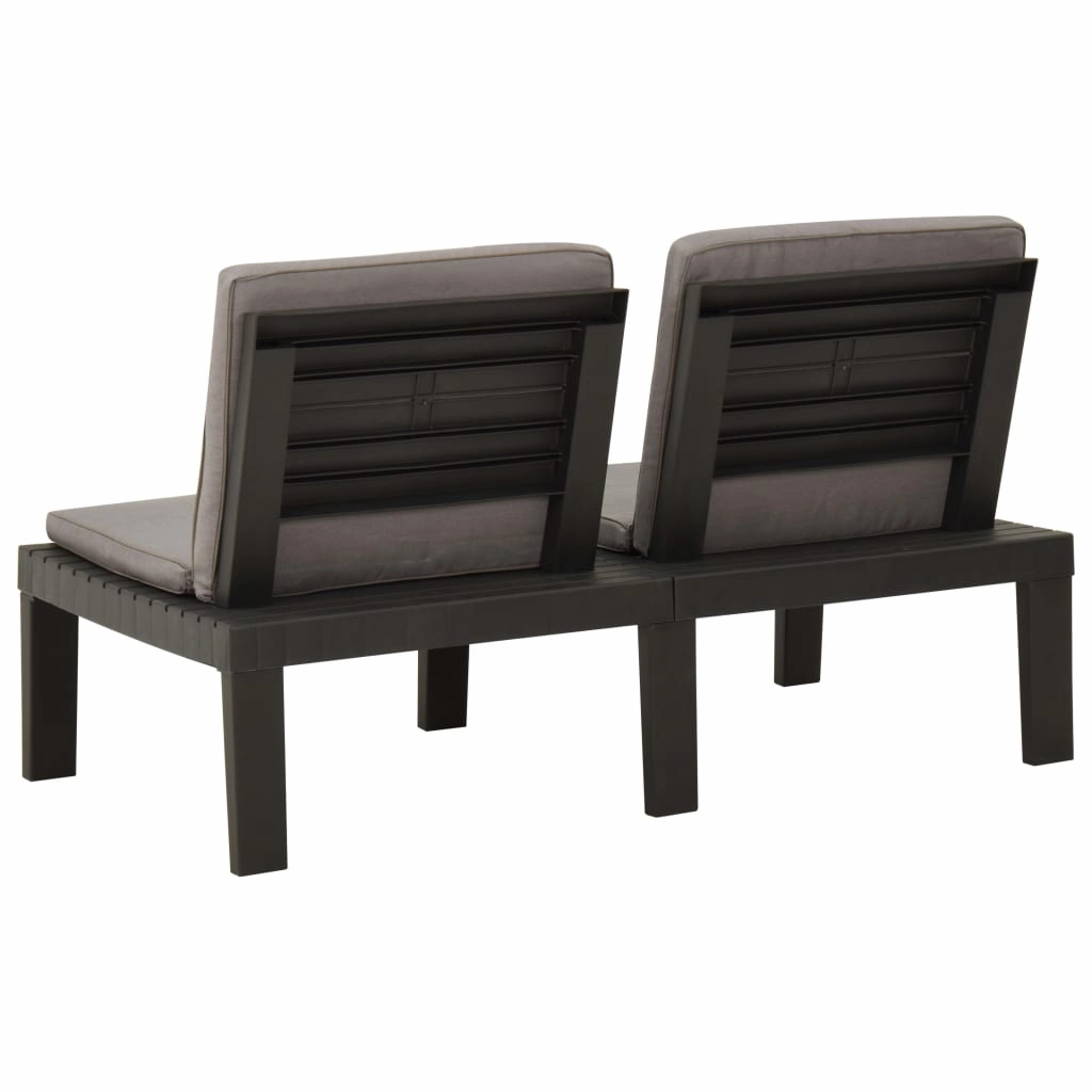 Patio Garden Bench Loveseat Outdoor 2-Seater Bench with Cushion Plastic