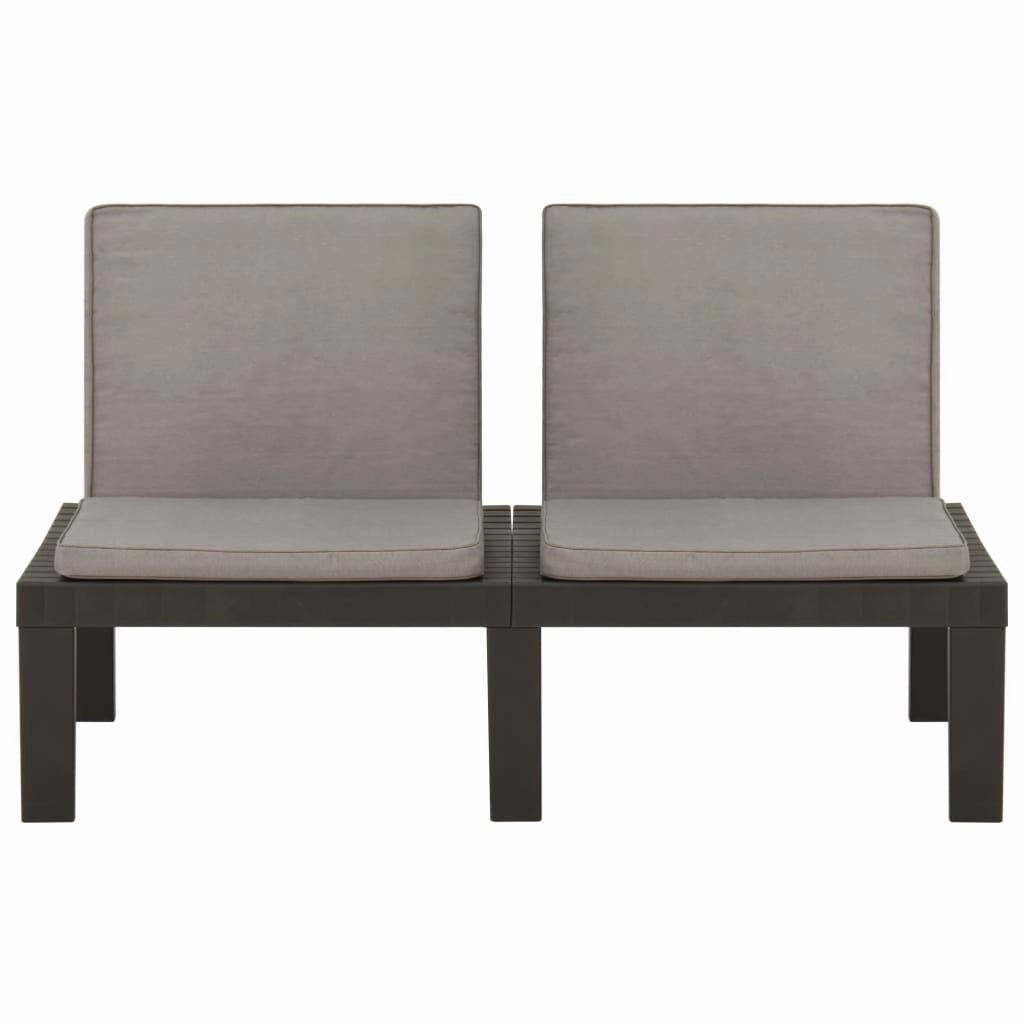 Patio Garden Bench Loveseat Outdoor 2-Seater Bench with Cushion Plastic