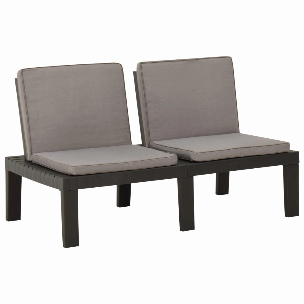 Patio Garden Bench Loveseat Outdoor 2-Seater Bench with Cushion Plastic