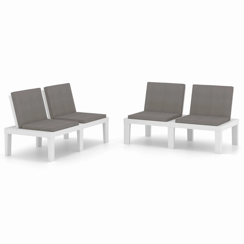 Patio Garden Bench Loveseat Outdoor 2-Seater Bench with Cushion Plastic