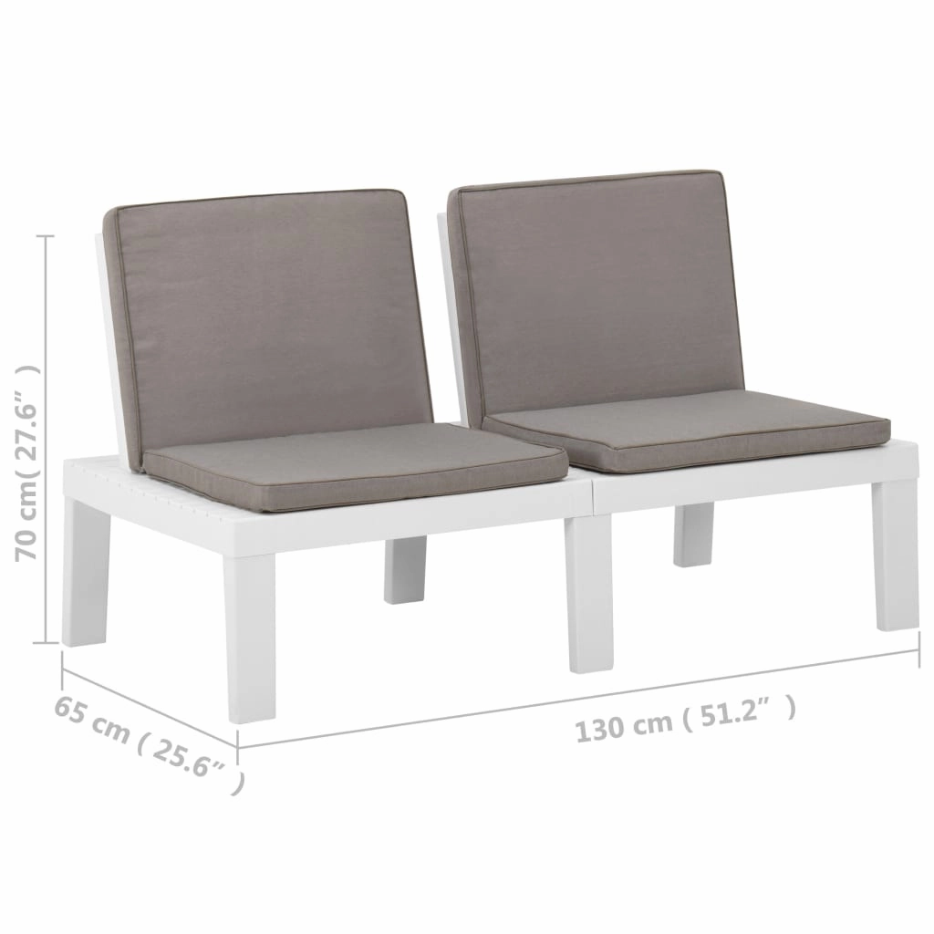 Patio Garden Bench Loveseat Outdoor 2-Seater Bench with Cushion Plastic