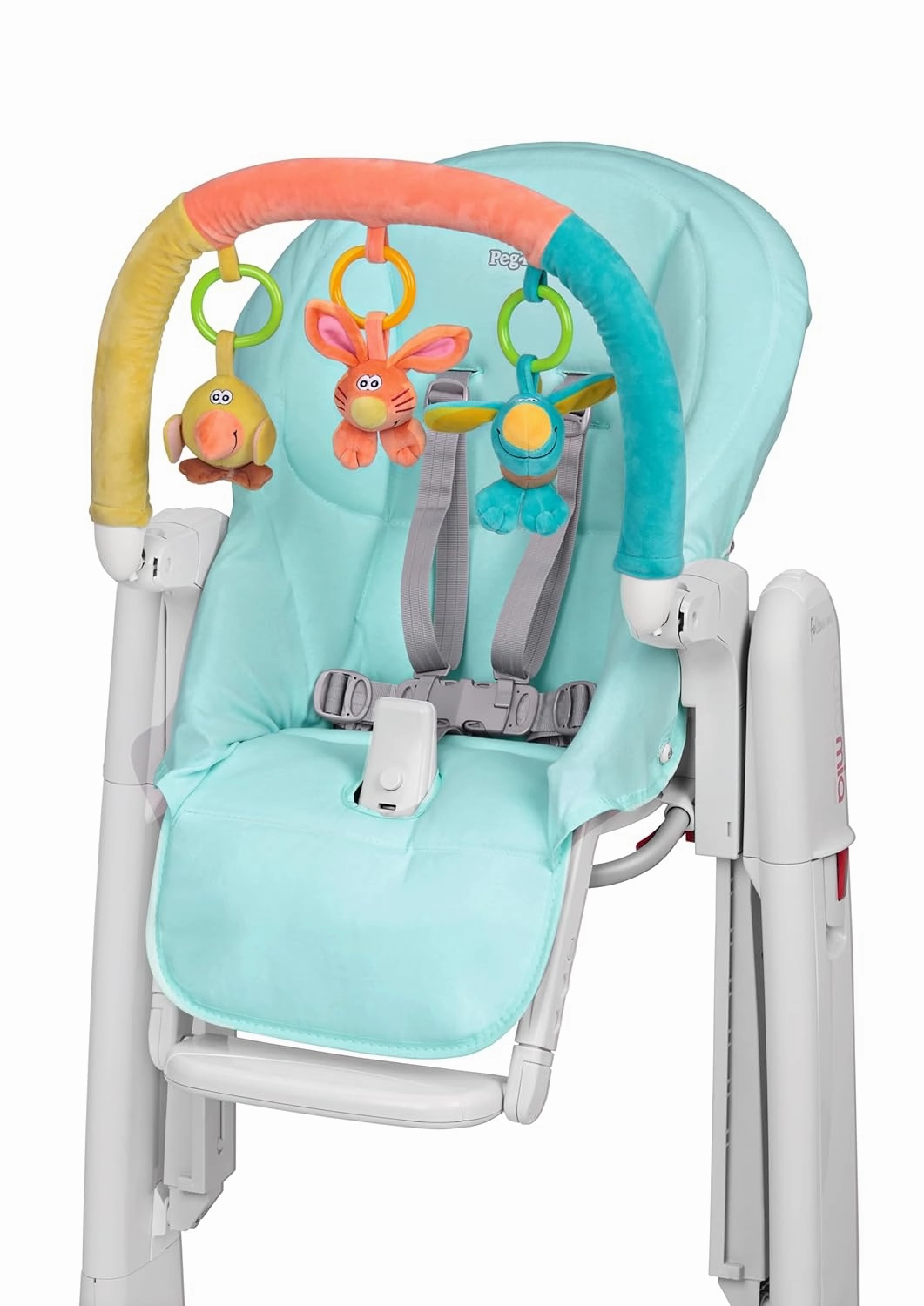 Peg Perego Tatamia Kit-High Chair Accessory-Soft Seat Cover & Play Bar-Azzurro (Light Blue)