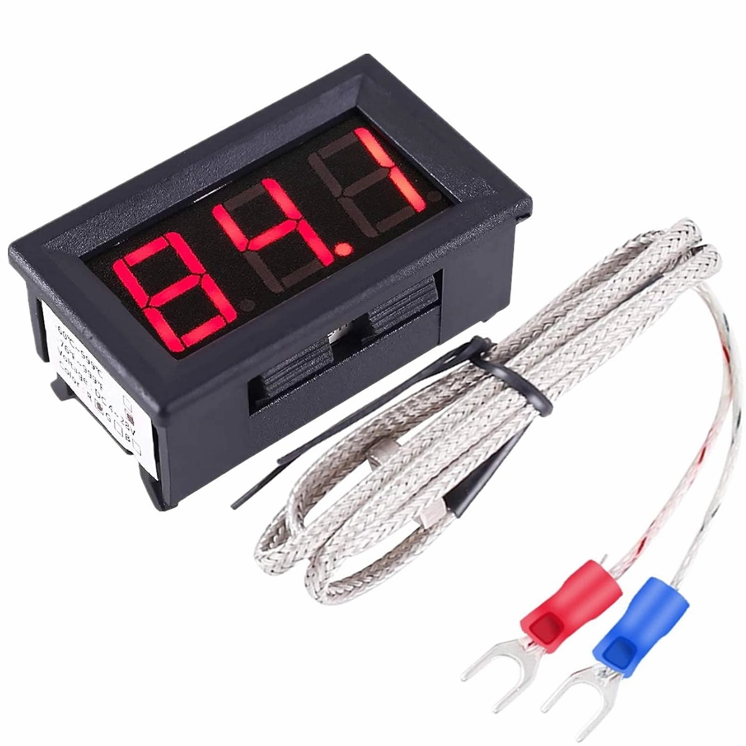 PEMENOL 12V Red Fahrenheit Digital Temperature Meter -76F~999F LED Display with Industrial Grade 0.5m K-Type Thermocouple Temperature Sensor M6