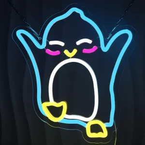 Penguin Neon Sign Dimmable Penguin Neon Light Wall Decoration for Bedroom Kids Room Penguin Theme Party Gift for Kids 11.2 * 12.4 Inch