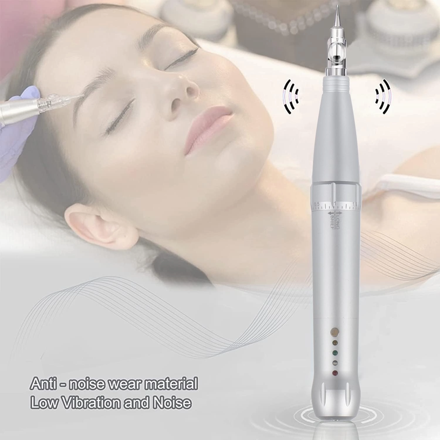 Permanent Eyebrow Makeup Tattoo Pen Kit for Eyebrow Lip Eyeliner Permanent Eyebrow Makeup Tattoo Machine With 15 pcs Cartridge Needles Microblading Supply Ombre Powder Brows(Permanent Kit) (Snow)