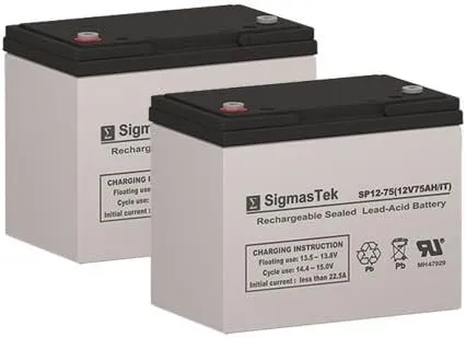 Permobil C500 Lowrider Replacement Battery Set of 2-12 Volt 75AH IT Terminal by SigmasTek