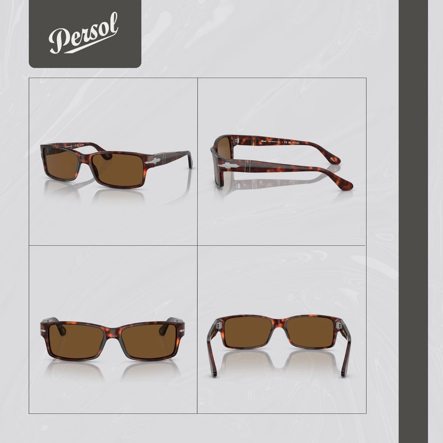 Persol PO2803S Rectangle Sunglasses for Men   BUNDLE with Designer iWear Eyewear Kit
