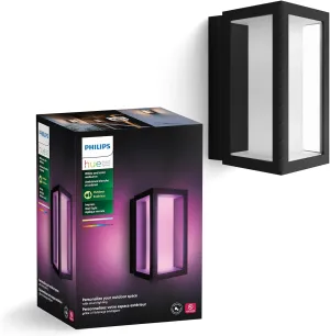 Philips Hue Impress Outdoor Wall Light (Hardwired), (6.1 x 9.4 in) White & Color Light, Voice Control with Alexa, Apple Home & Google Assistant, Bridge Required?