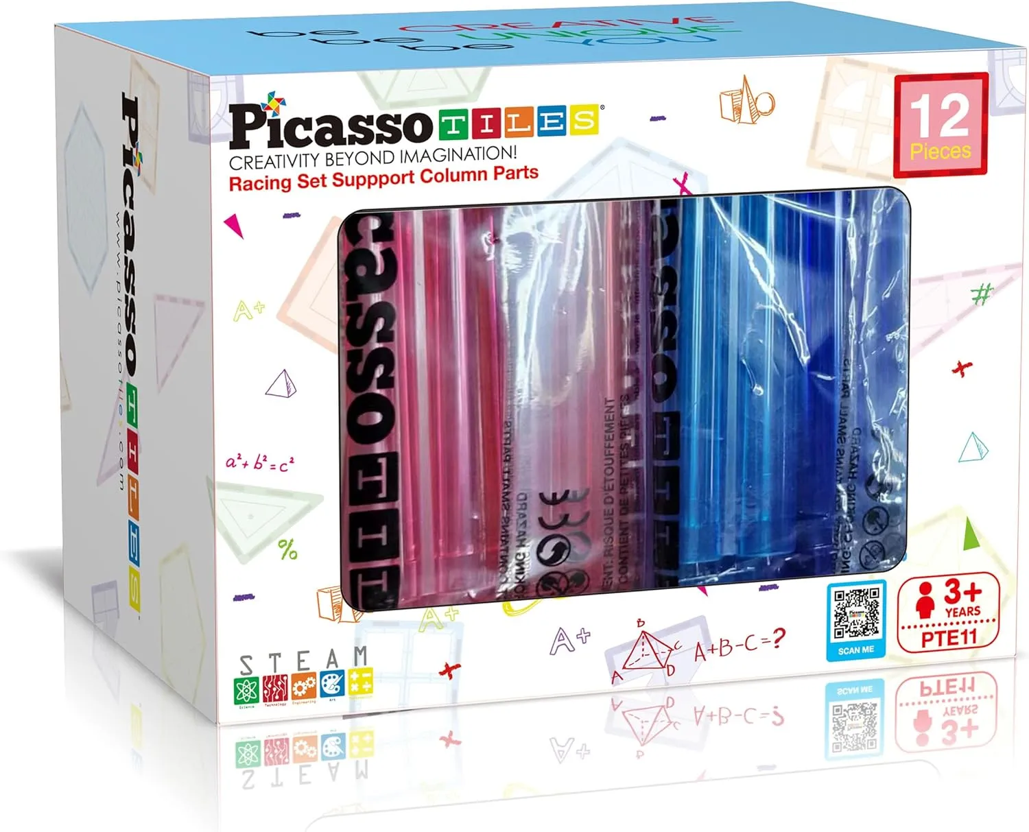 PicassoTiles Support Column Expansion Supporting Pack for Magnetic Race CarTrack Magnet Tile Building Block Construction Kit Education Toy Boys Girls STEM Puzzle Toy Kids Boy Girl Toddler 3
