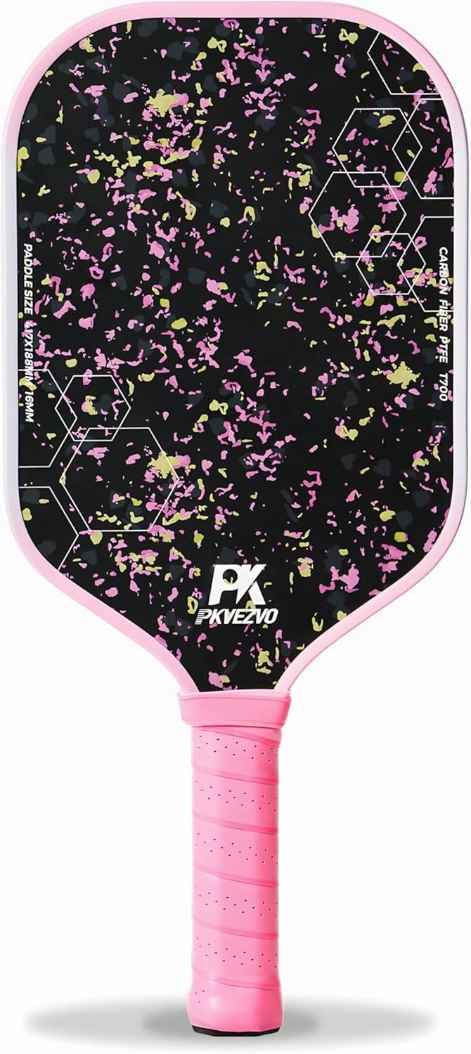 Pickleball Paddles, T700 Carbon Fiber Surface Pickle Ball Paddles Polypropylene Honeycomb Core, Shock-Absorbing Paddle with Anti-Slip Grip, Provides Control of Spin&Power