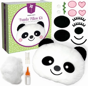 Pinwheel Crafts Beginner Sewing Kit for Kids 8-12 - Easy DIY Panda Pillow Kit - Learn to Sew - Kids Sewing Craft Gifts - Make Your Own Stuffed Animal Panda Plush Toy