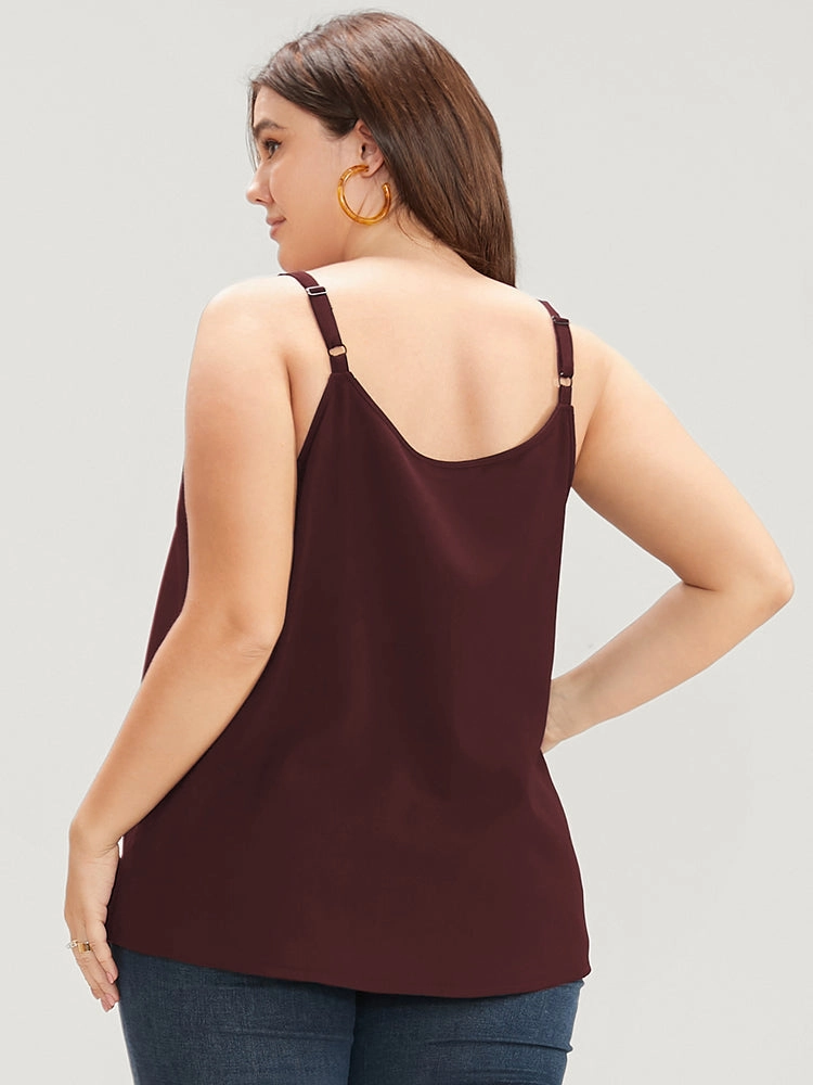 Plain Embroidered Sleeveless Adjustable Straps Cami Top