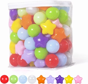 Plastic Ball Pit Balls Stars, Star & Ball for Babies Kids Playpen Pool Puppy Playballs, 100pcs, Small and Bigger Size