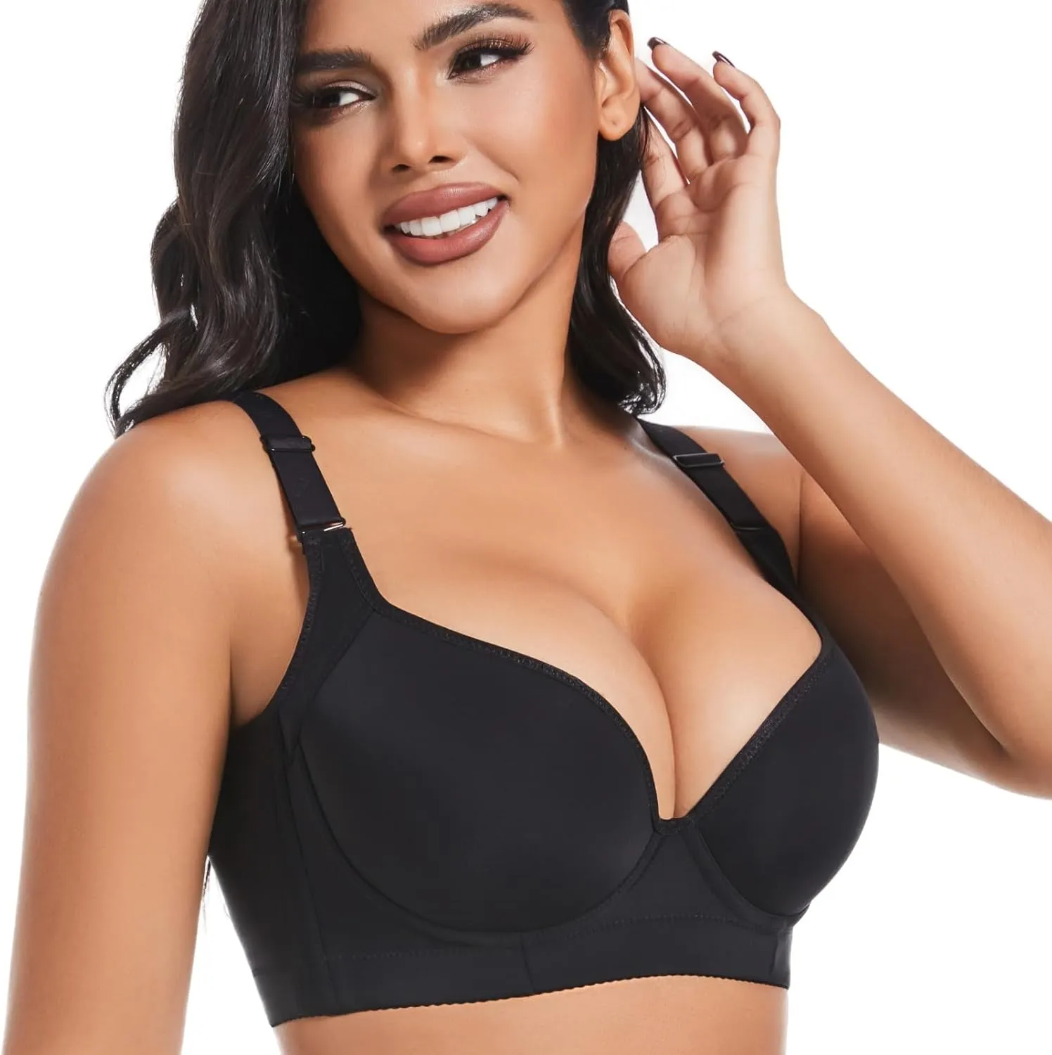 Plus Size Push Up Bras for Women Hide Back Fat Smoothing Bra Underwire Support Bras 34B to 46DD