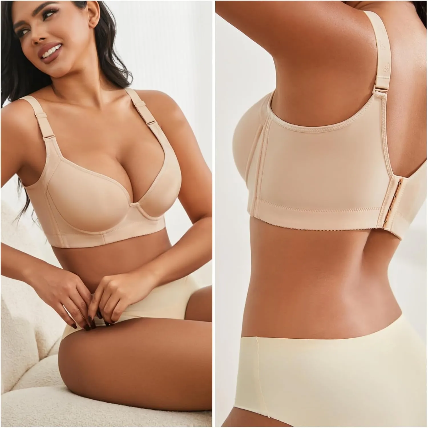 Plus Size Push Up Bras for Women Hide Back Fat Smoothing Bra Underwire Support Bras 34B to 46DD