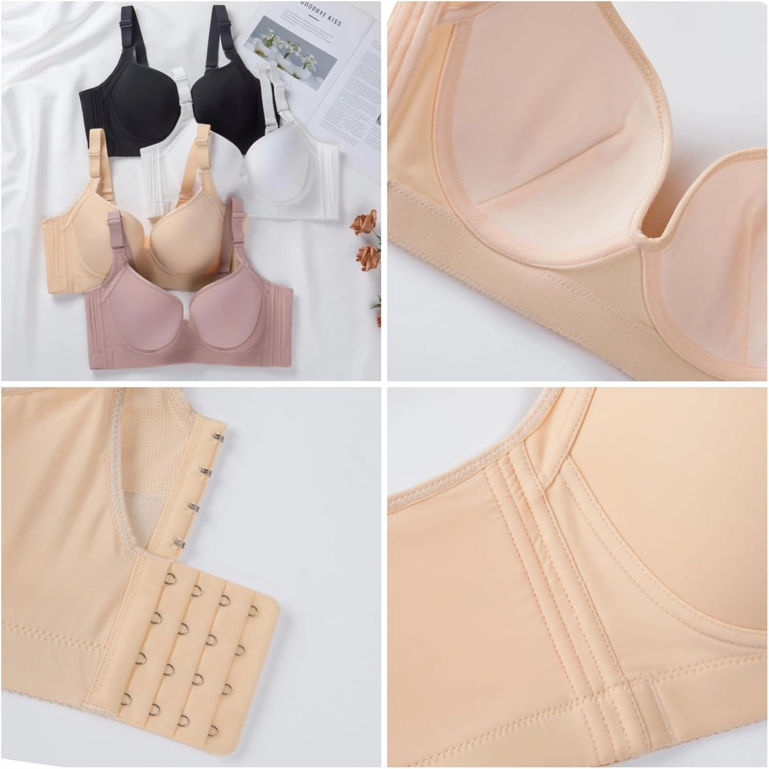 Plus Size Push Up Bras for Women Hide Back Fat Smoothing Bra Underwire Support Bras 34B to 46DD