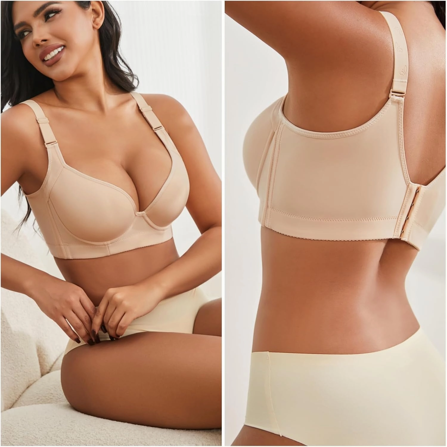 Plus Size Push Up Bras for Women Hide Back Fat Smoothing Bra Underwire Support Bras 34B to 46DD