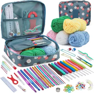 Pnytty Crochet Kit for Beginners Adults, 107pcs Starters Knitting Kit Include Crochet Yarn, Ergonomic Crochet Hooks, Knitting Tool Supplies for Travel Craft DIY