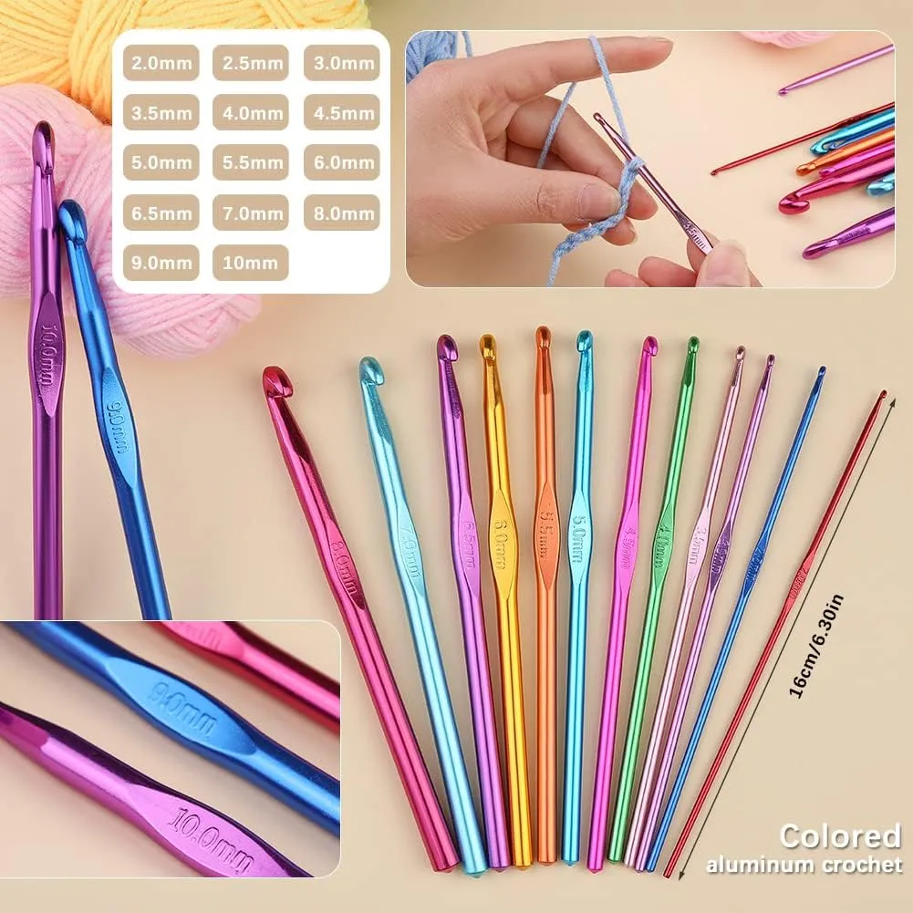 Pnytty Crochet Kit for Beginners Adults, 107pcs Starters Knitting Kit Include Crochet Yarn, Ergonomic Crochet Hooks, Knitting Tool Supplies for Travel Craft DIY