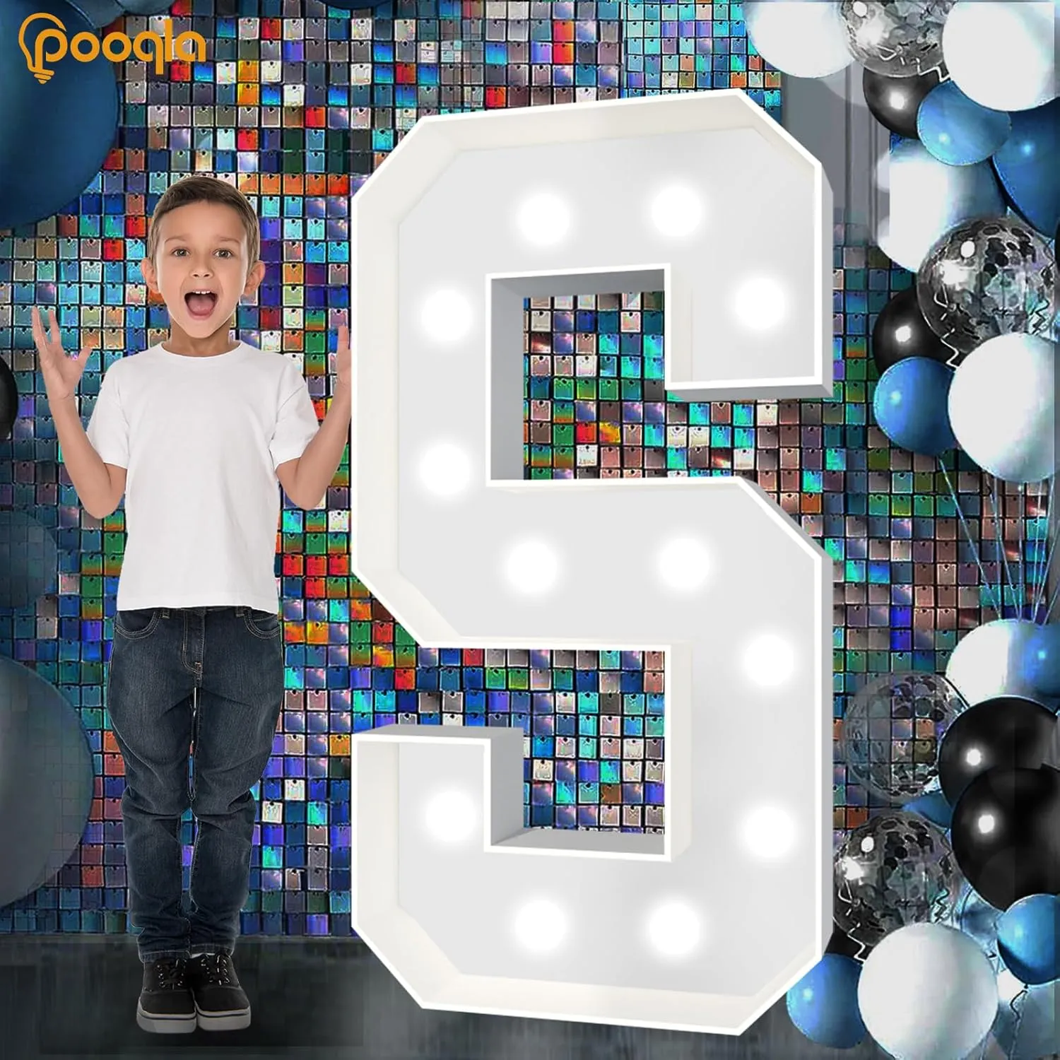 Pooqla 4 FT Marquee Light Up Letters, Cool White and Warm White Giant LED Sign Marquee Letter 4 Feet Tall, Big Mosaic Letter A for Balloons Birthday Party Anniversary Wedding Decorations