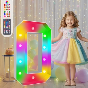 Pooqla 2FT Marquee Light Up Letters Numbers, Large Marquee Color Changing LED Letters Numbers with Remote 2 Feet Tall, Giant Mosaic Letter for Party Birthday Anniversary Wedding Decoration, Letter O