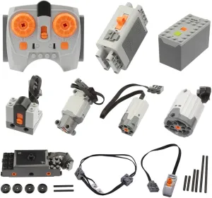 Power Functions Motor Set, 11PCS Building Motor Kit with Remote Control Receiver Battery Box M L XL Train Motor Power Modification Building Set