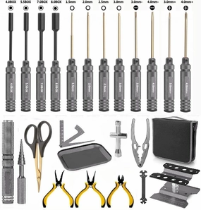 Powerhobby RC Tool Set Screwdriver Pliers Wrench, Body Reamer Stand Camber Gauge Shock-Absorbing plier