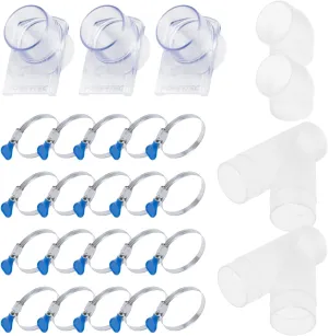 POWERTEC 2-1/2 Inch Dust Collection Fittings Kit with Clear Connectors, Blast Gates and Stainless Steel Hose Clamps for 3 Machine Setup, Dust Collection System for Dust Collection Hose (70374)