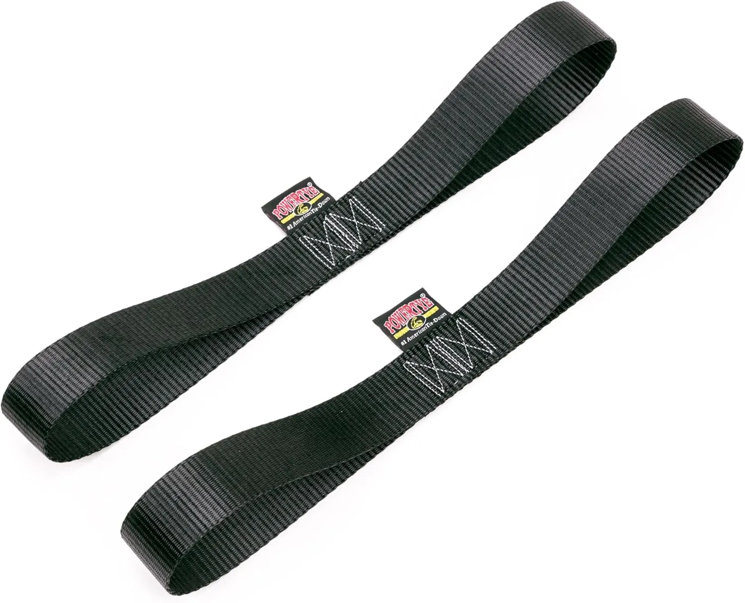 PowerTye 2 inch x 10 Foot Retractable Heavy-Duty Ratchet Tie-Downs w/Latch Hooks, Plus Soft-Tyes and Storage Bag - 800 lb Working Load Limit - Orange (Pair)