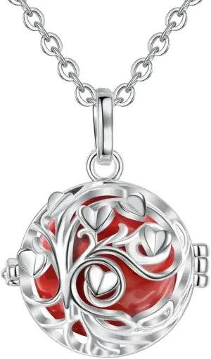 Pregnancy Bola Harmony Ball Pendant Tree of Life Cage Fit Chime Bell Ball Necklace for Pregnant Mom Gift with Box -V26