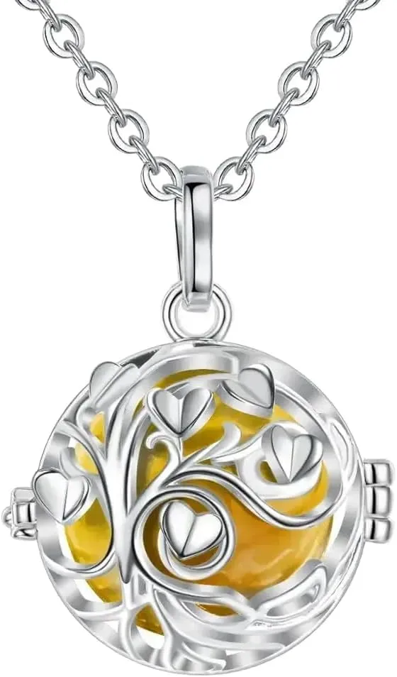 Pregnancy Bola Harmony Ball Pendant Tree of Life Cage Fit Chime Bell Ball Necklace for Pregnant Mom Gift with Box -V26