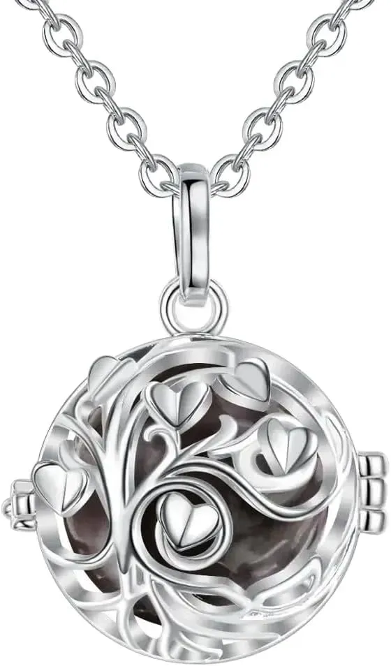 Pregnancy Bola Harmony Ball Pendant Tree of Life Cage Fit Chime Bell Ball Necklace for Pregnant Mom Gift with Box -V26