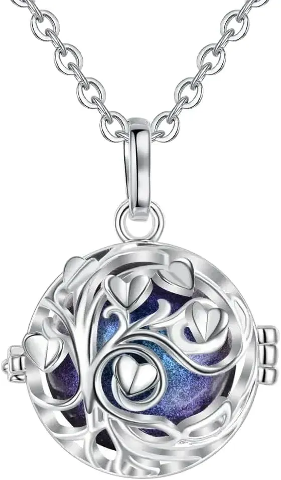 Pregnancy Bola Harmony Ball Pendant Tree of Life Cage Fit Chime Bell Ball Necklace for Pregnant Mom Gift with Box -V26