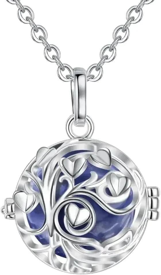 Pregnancy Bola Harmony Ball Pendant Tree of Life Cage Fit Chime Bell Ball Necklace for Pregnant Mom Gift with Box -V26