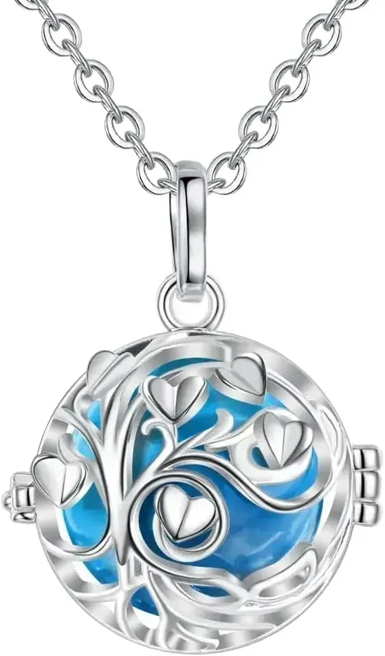 Pregnancy Bola Harmony Ball Pendant Tree of Life Cage Fit Chime Bell Ball Necklace for Pregnant Mom Gift with Box -V26