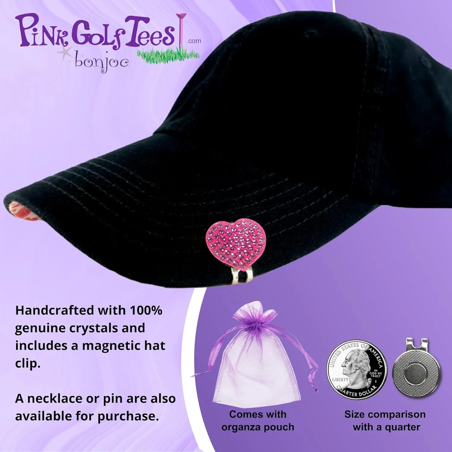 Premium Crystal Golf Ball Marker Bonjoc with Magnetic Hat Clip Animals | Perfect Golf Accessories, Golf Gift, and Golf Giveaway for Men Women with add-ons Available!