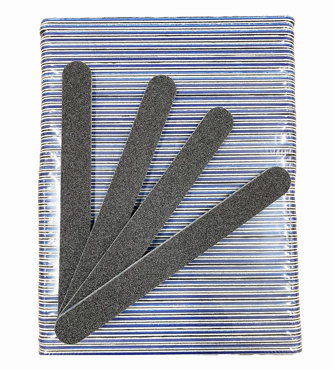 PrettyClaw | 50pc Nail File 80/80 Grit Black Nail Files Blue Center Double Sided Black Emery Board For Nails Acrylic Nail File