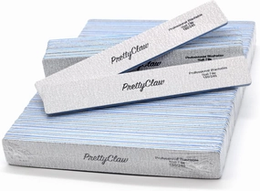 PrettyClaw | 50pc Professional Nail File 180/240 Grit Zebra Rectangle Acrylic Nail Files Plastic Center Double Sided Zebra Emery Board for Nails Washable 7 inch Nail File