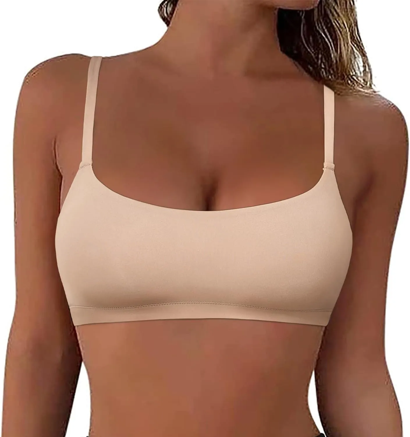 PrettyGuide Women's Wireless Bralette No Padding Scoop Neck Seamless No Underwire Smoothing Everyday Bra