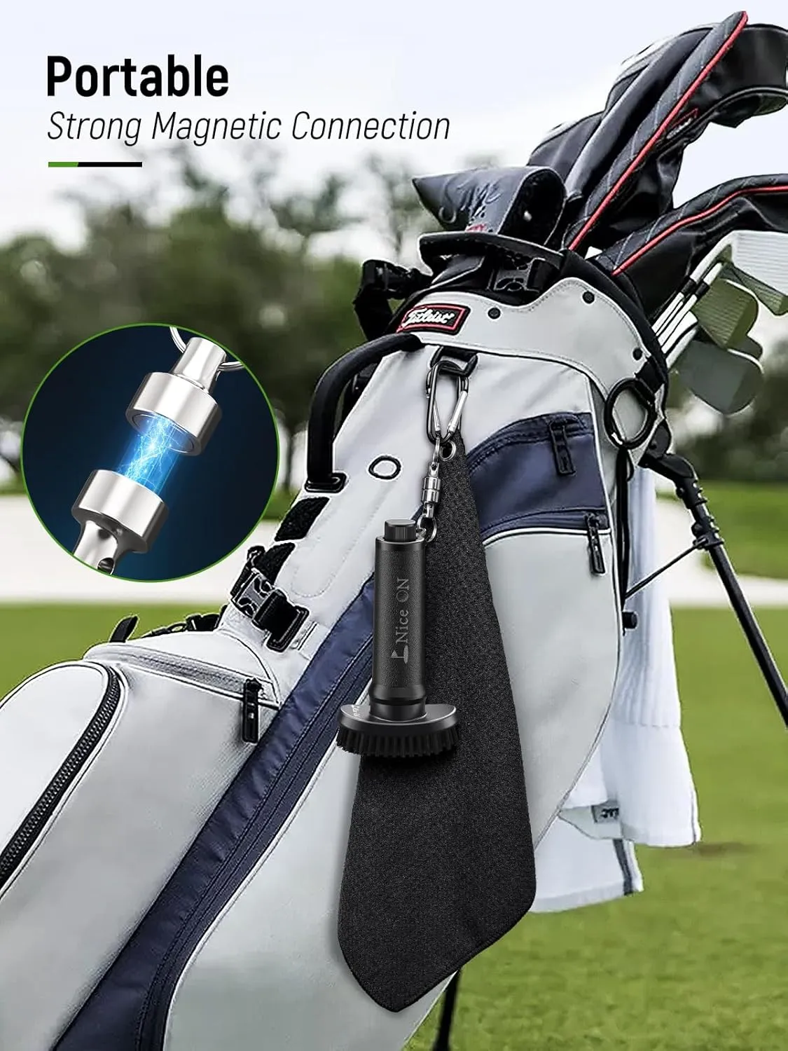 Pro Water Golf Club Cleaner Brush and Towel, Golf Club Brush Groove Cleaner Magnetic, Golf Bag Accessories for Men Gifts