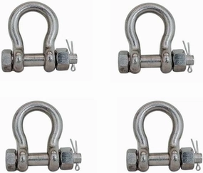 Prolinemax 4 Pcs Marine Stainless Steel T316 Drop Forged 1/2" Bolt Pin Anchor Shackle 3,000 Lbs WLL