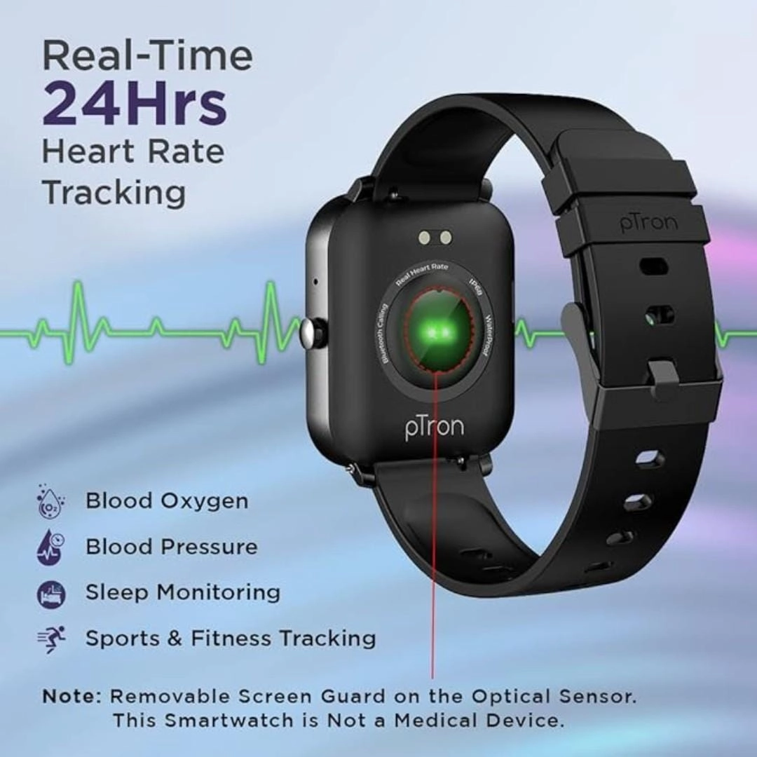 pTron Force X11 Bluetooth Calling Smartwatch with 1.7 Full Touch Color Display (Black)